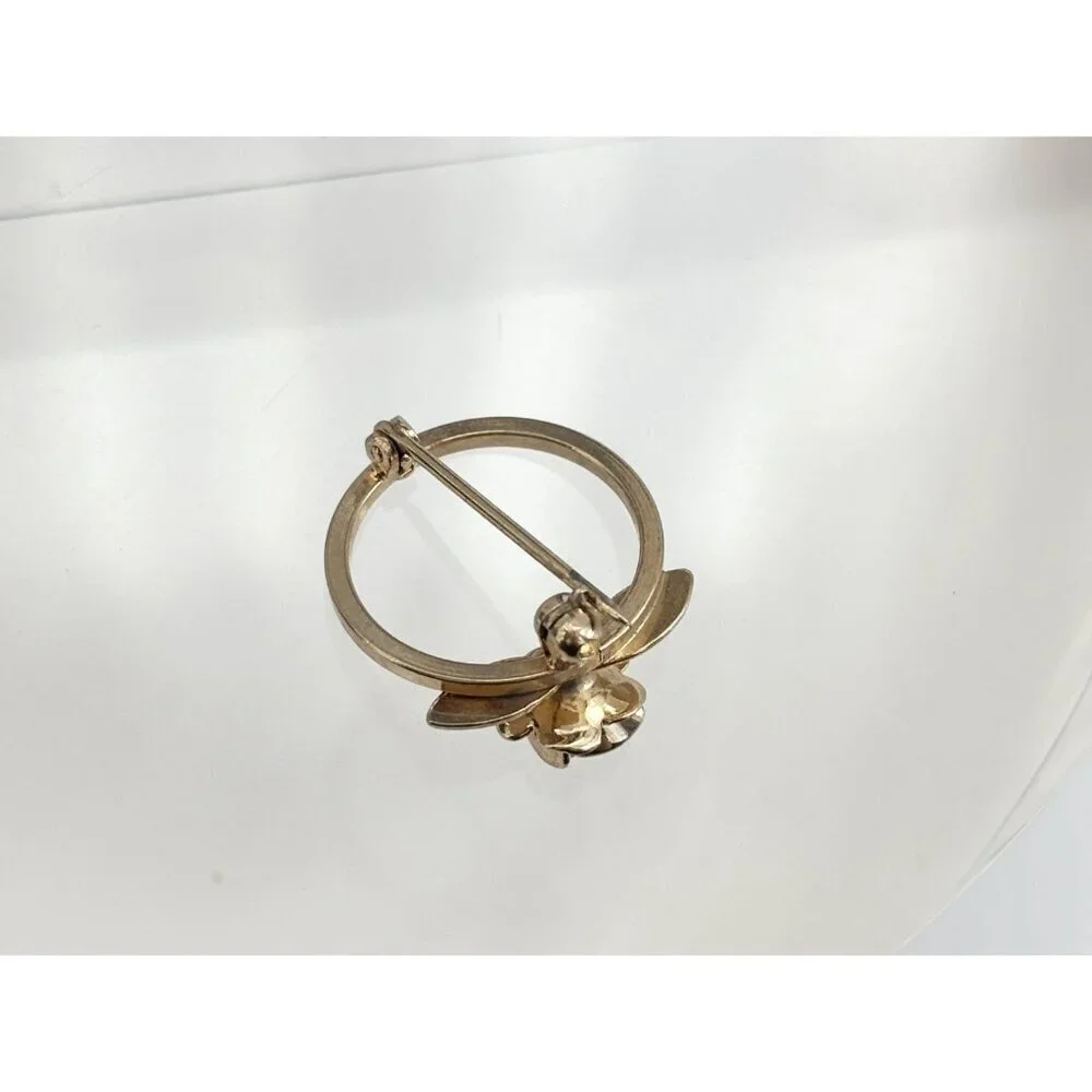 Tiny Gold Toned Rose Shaped Round Vintage Cute Jewelry Brooch | Lapel Pin